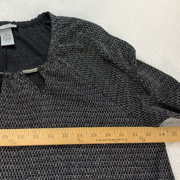 Catherines Women's 1X 18/20W Black Silver Stretch Blouse - Picture 4 of 9